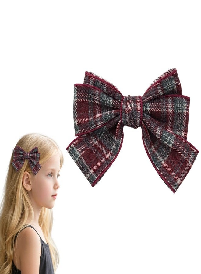 Borhmty Red Plaid Bow Hair Clips for Women Girls Daughter Niece Birthday Christmas Hair Accessories for Toddler Girls Cotton Linen Hair Bows Clips for Women British Style Hairclips Hair Barrette - Image 1